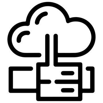 Cloud Server Hosting Network Outline Icon