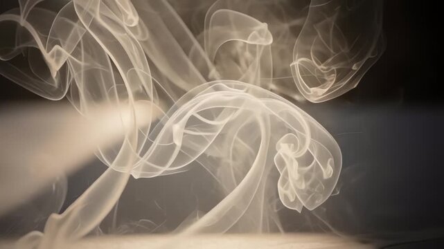 Abstract swirling smoke patterns on dark background