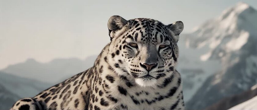 Snow leopard in the snow
