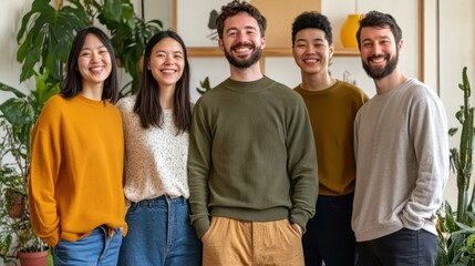 Obraz premium Group of diverse friends smiling together indoors