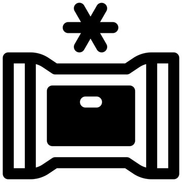 Cold pack. Outlined stroke vector icon with black-filled details.