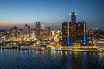 Aerial view of the skyline of Detroit, Michigan, USA. © Chenxiaoyang