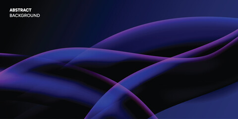 Modern abstract blue and purple neon wave background featuring smooth glowing gradient ribbons, flowing curves, and futuristic digital aesthetics on a dark backdrop. Ideal for technology branding, bus © ab-anti
