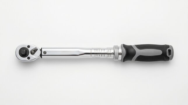 Precision torque wrench adjusting aircraft component in professional maintenance setting