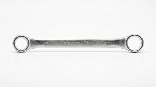 Metal box end wrench tool isolated on white background with clean minimalist style