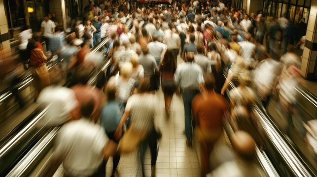 People using escalator blurred motion