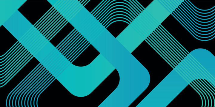 Abstract background with intertwining blue and teal lines and bands creating a dynamic geometric pattern on a black backdrop.