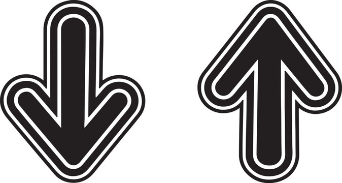 Black arrow set with white outline up and down direction indicators