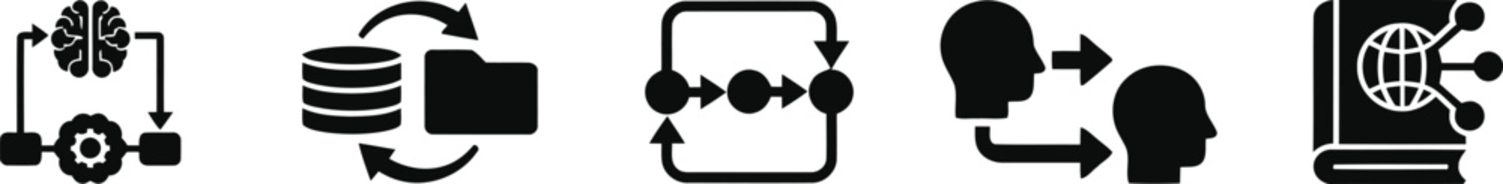 Artificial intelligence process icons machine learning data analysis neural networks and cognitive computing