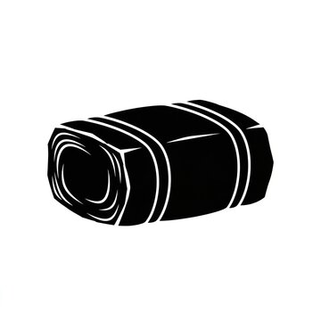 Hay bale icon, vector illustration of a rectangular bale of hay or straw, agricultural symbol for farming, harvest, and livestock feed, isolated on white background