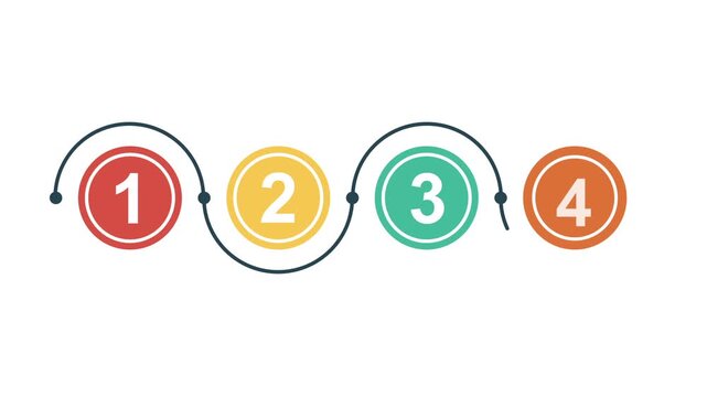 Animated step infographic modern design style for business video animation template on white background. 