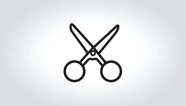 A pair of black scissors on a gray background