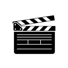 Fototapeta premium Clapperboard icon, film production symbol, movie clapper sign, cinema industry equipment, vector illustration isolated on white background