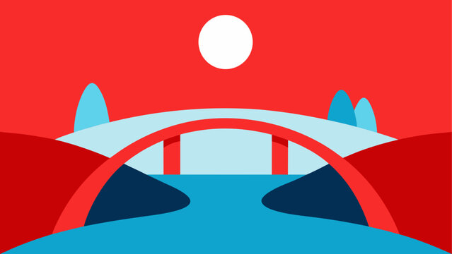 Sunset bridge over water