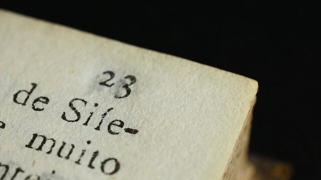 Flipping Paper Antique Book Pages Close Up