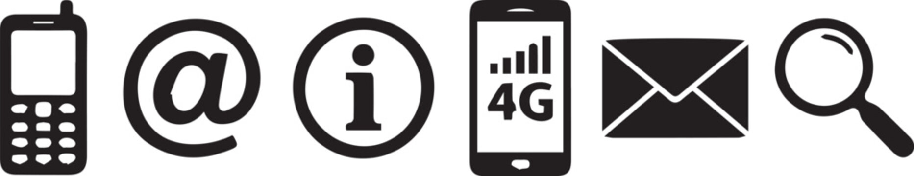 Communication and information icons set pager email info mobile search