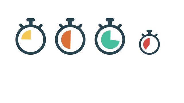 Animated infographic timer chart for business and marketing with steps of actions. Bar graph. Modern 2d animation, motion design slides