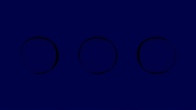 Three Blue Bubbles Breathing Seamless Loop - Backlit Spheres on Blue Background