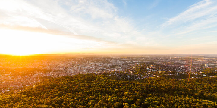 Germany, cityscape of Stuttgart at sunset
