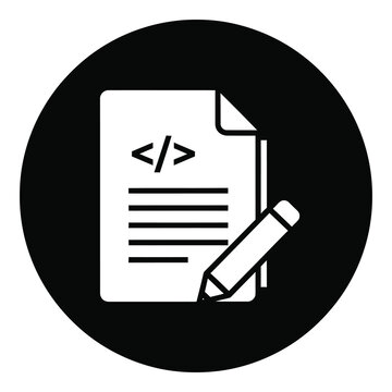Code document with pencil editing HTML coding symbol on paper icon