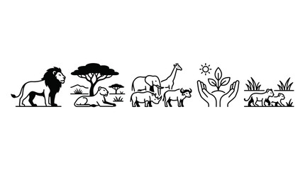 African Safari Wildlife Icons © Arga Pratama