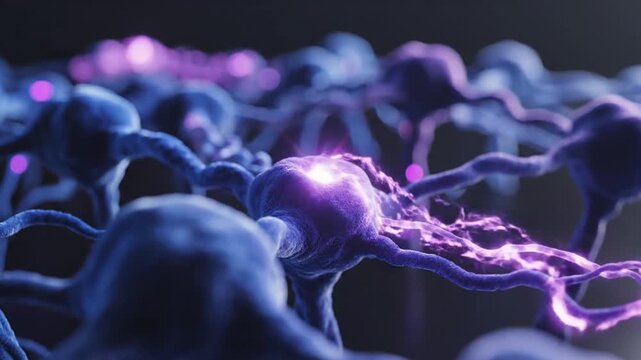 Vibrant neural network with glowing connections and synapses