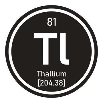 Thallium element symbol Tl with atomic number 81 on white background icon