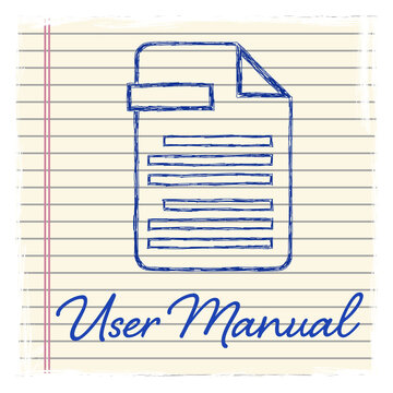 User Manual Notebook Texture Bulb Ball Pen Pattern Blue Background Scratched Text 