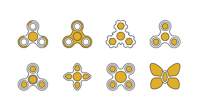 Set of various fidget spinner icons vector