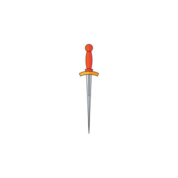 Heavy Medieval Broadsword Flat Design Illustration