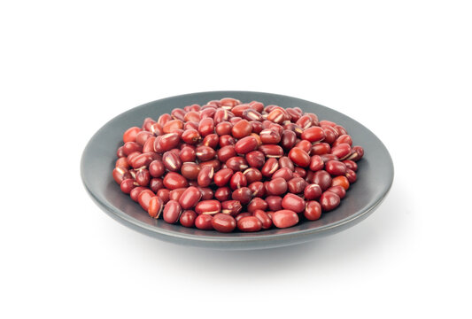 Red adzuki beans isolated, raw azuki bean pile, Vigna angularis legume seeds, dry red mung bean