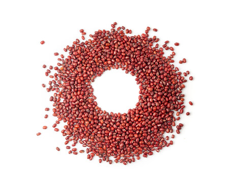 Red adzuki beans texture background, raw aduki bean pattern, Vigna angularis legume seeds