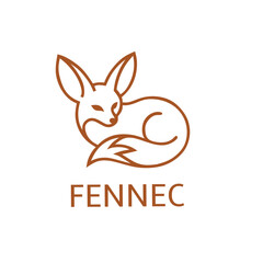 Fototapeta premium Minimalist Fennec Fox Logo Design with Elegant Line Art