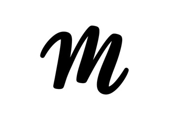 Fototapeta premium White handwritten letter m script font style for typography and projects on a minimalist clean surface visual isolated on a transparent background