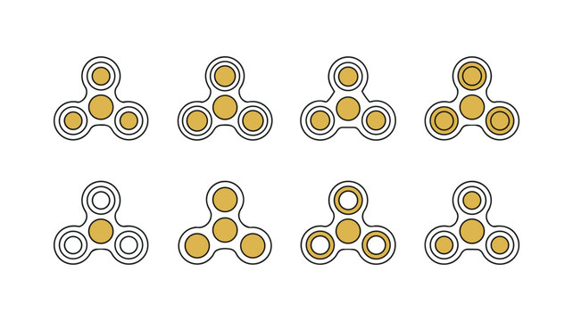 Set of eight different fidget spinners icons vector