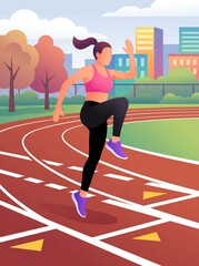 Obraz premium City Sprint - Vibrant Female Runner Graphic