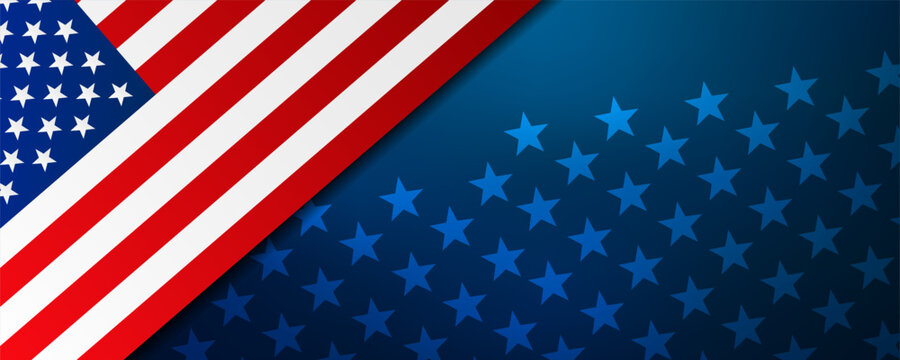  USA flag design featuring iconic stars and stripes creates patriotic background ideal for 4th of July, Memorial Day celebrations, and American-themed graphic projects.