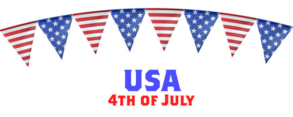 Obraz premium American flag garland border with stars and stripes creates a patriotic USA background perfect for Independence Day celebrations and July 4th memorial events.