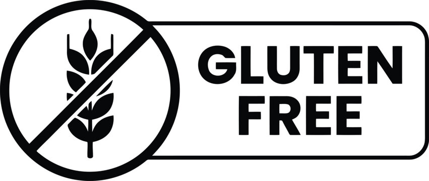 Gluten free label icon with wheat stalk symbol prohibition nutrition packaging wellness