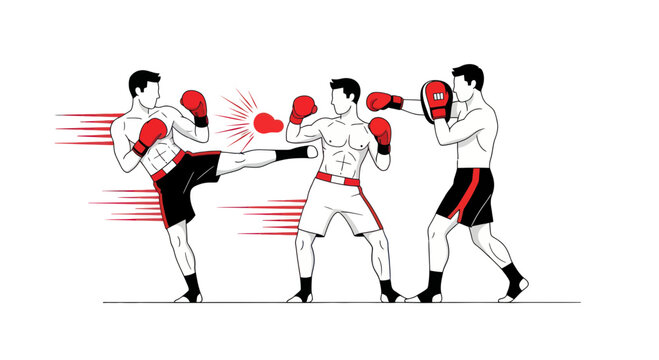 Boxers in Motion Punching Sparring.