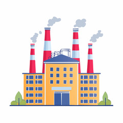 Obraz premium Cartoon Factory with Smokestacks Emitting Smoke