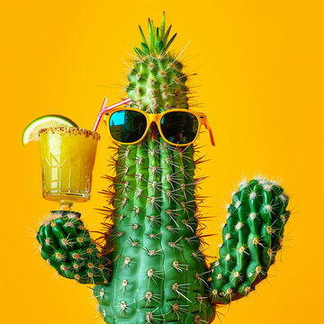 cactus con c&oacute;ctel refrescante