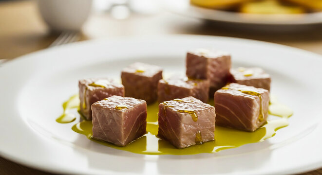 Gourmet Yellowfin Tuna Sashimi Cubes Appetizer