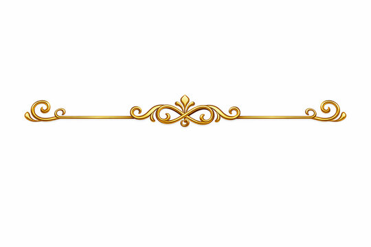 Golden vintage decorative divider isolated on white background