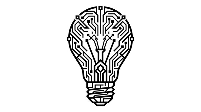 Digital Technology Light Bulb Circuit Board Concept
