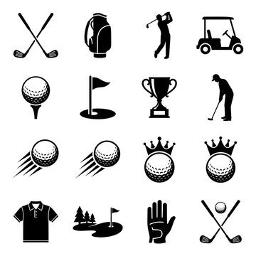  Golf Sport Silhouette Icon Collection