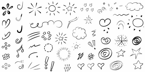 Obraz premium manga effects hand drawn doodles stars clouds