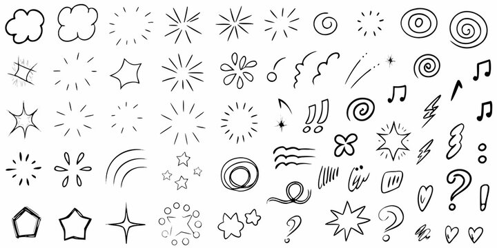 manga effects hand drawn doodles speech bubble