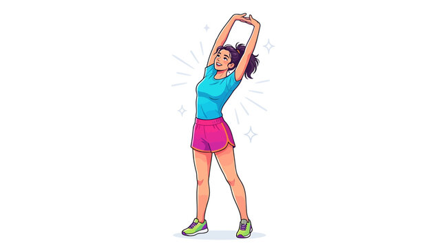 Woman Stretching in Action