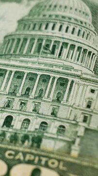 Capitol depicted on reverse side of fifty dollar bill. Legal tender facilitating business agreements, economic exchanges, secure financial settlements across various sectors of national market